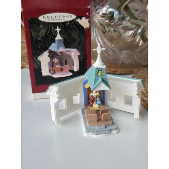 Come All Ye Faithful 1996 Hallmark Keepsake Nativity Ornament Chapel Holy Family - Picture 2 of 10